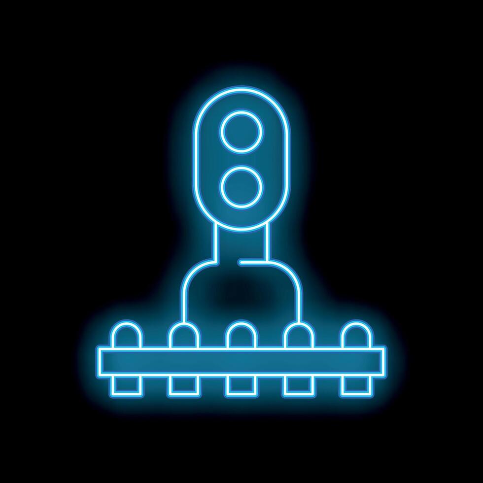 Glowing neon line traffic light icon isolated on black background vector