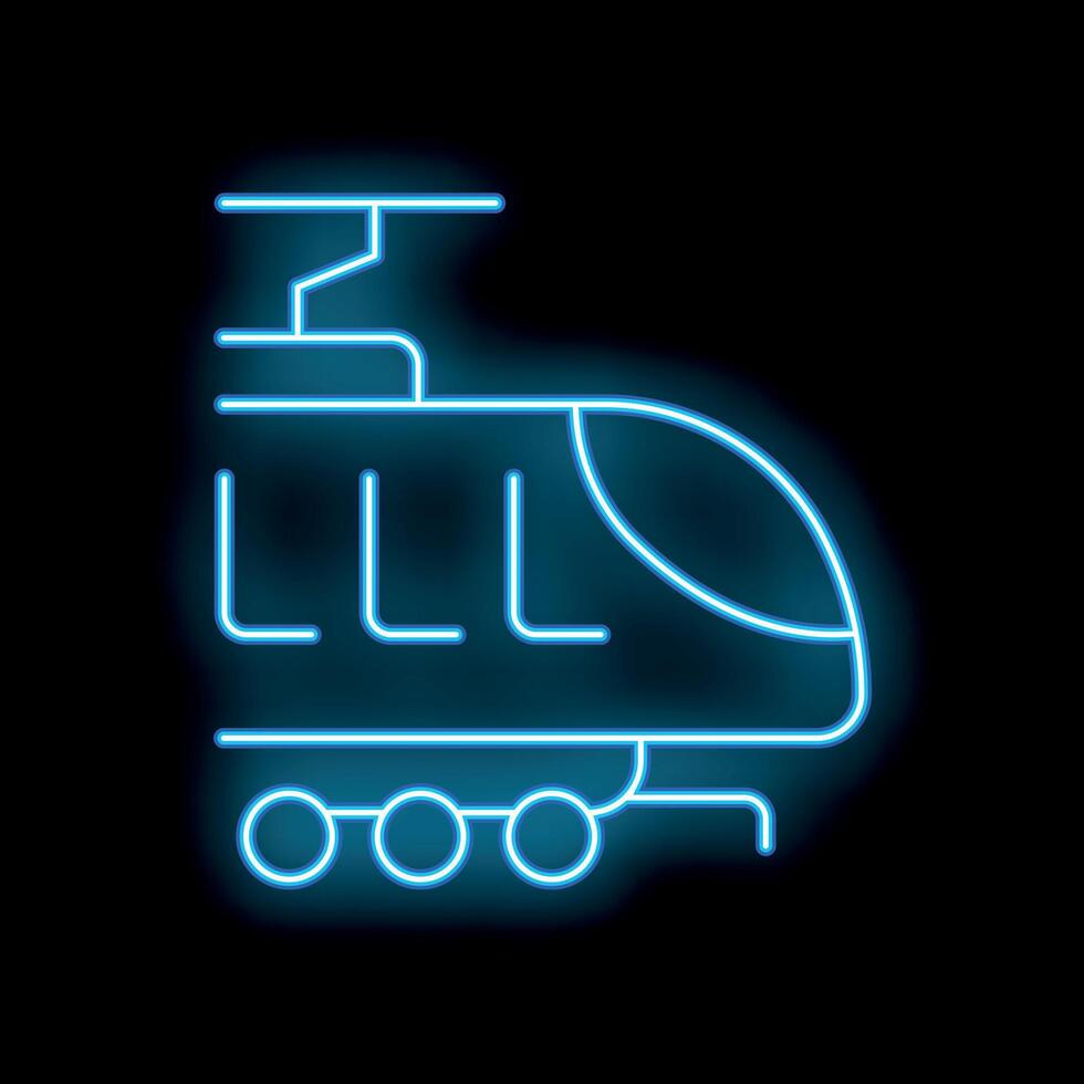 Blue neon sign representing a modern train, evoking concepts of urban transportation and commuting vector
