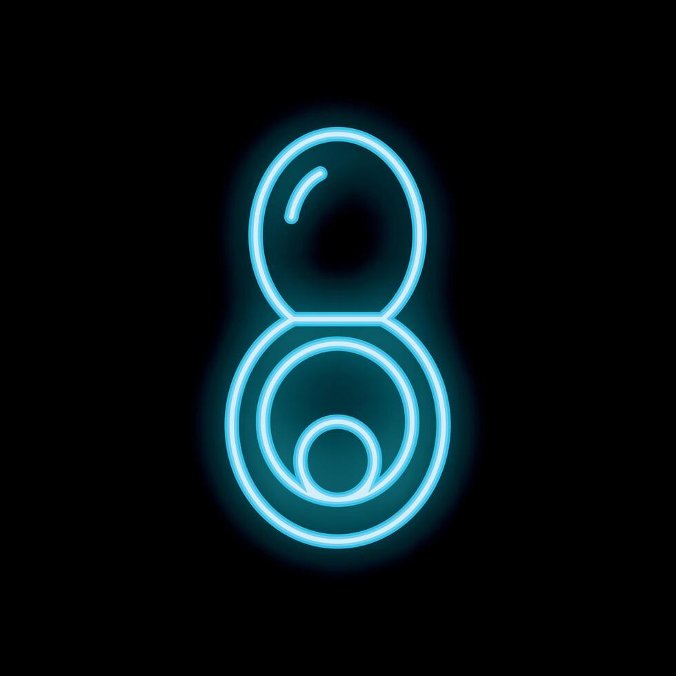 Neon sign representing a powder compact on a black background vector