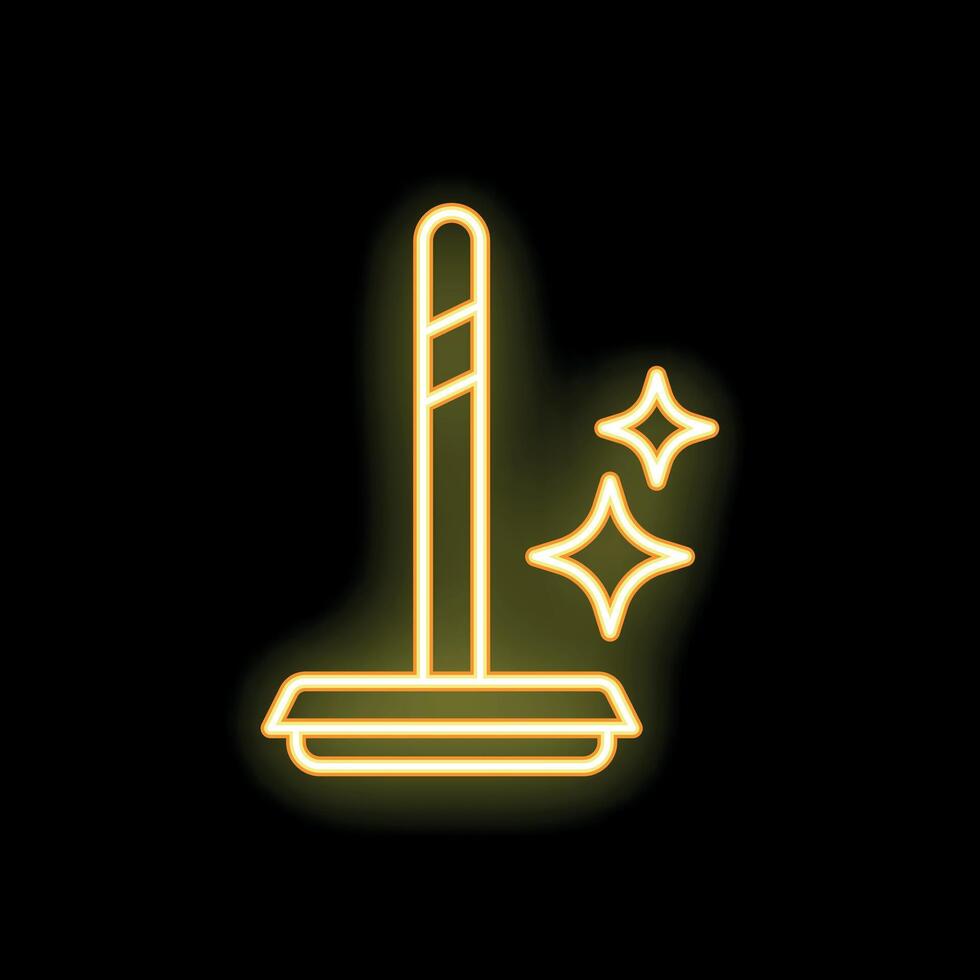 Neon cleaning mop glowing on dark background vector