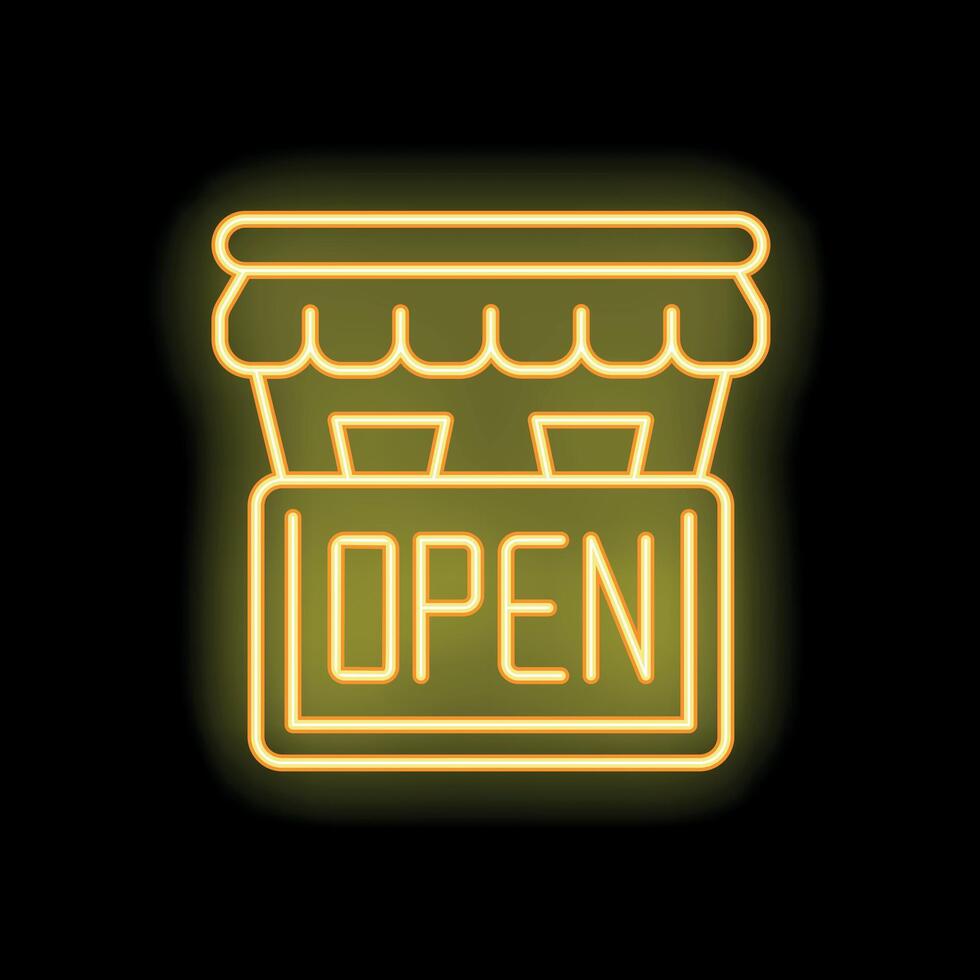 Neon yellow open sign indicating business is open for customers vector