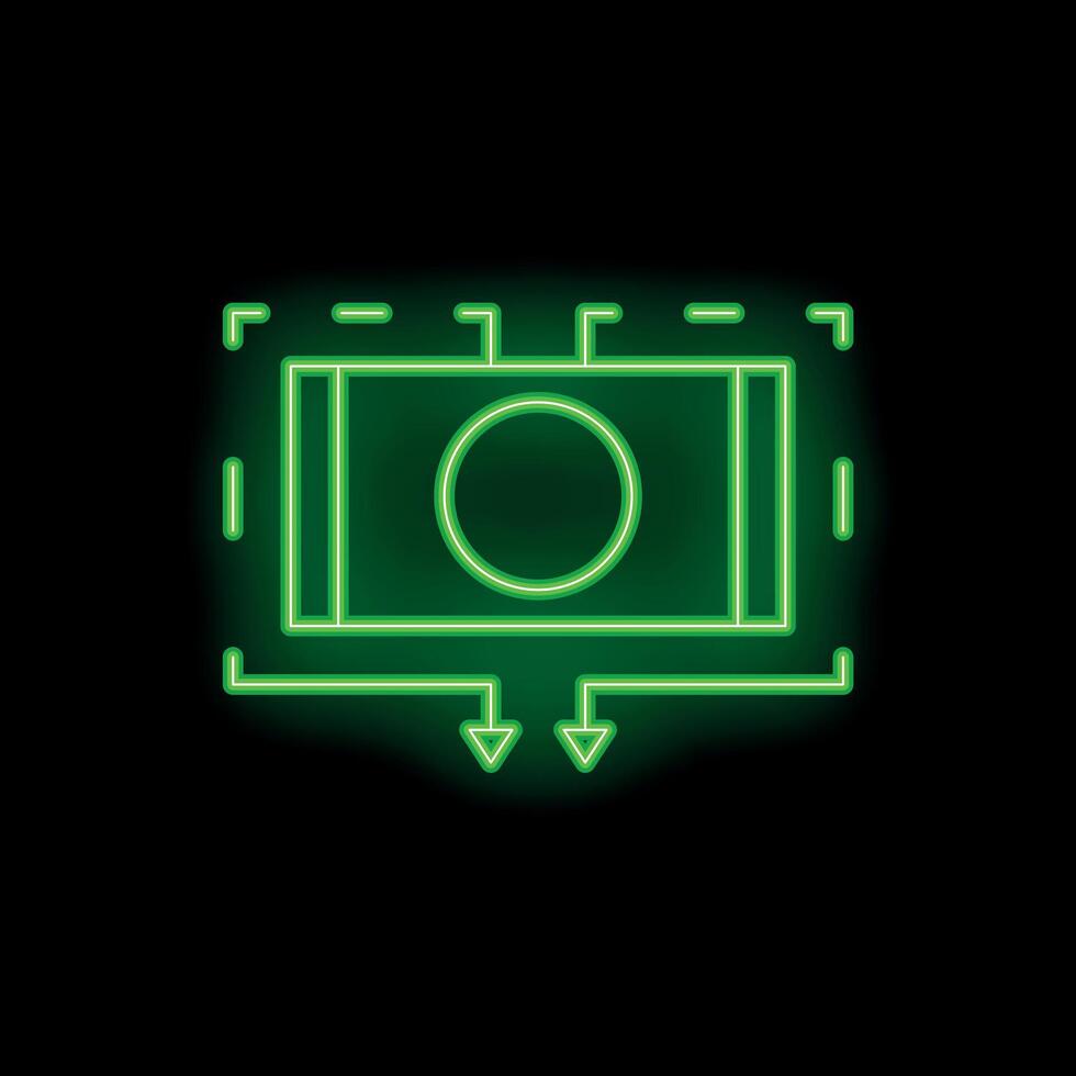 Neon green money transfer icon representing online payment system vector