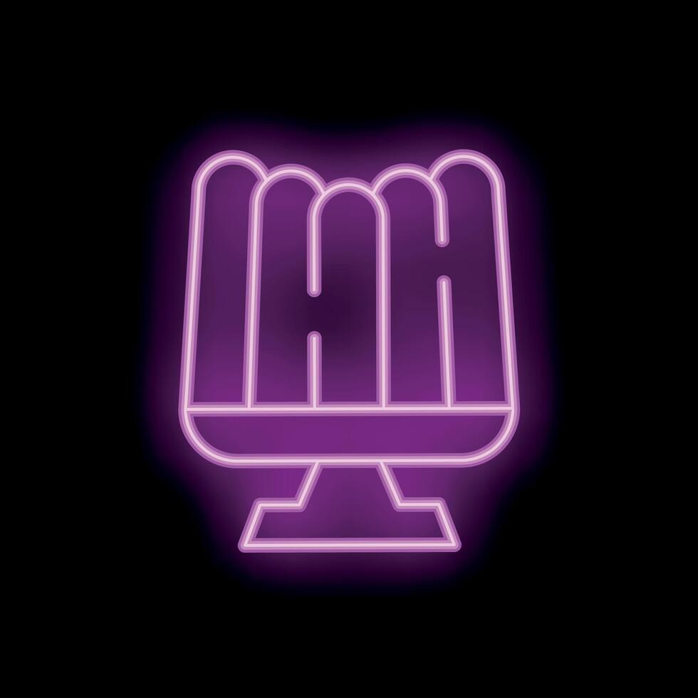 Vibrant neon sign depicting a computer monitor on black background vector