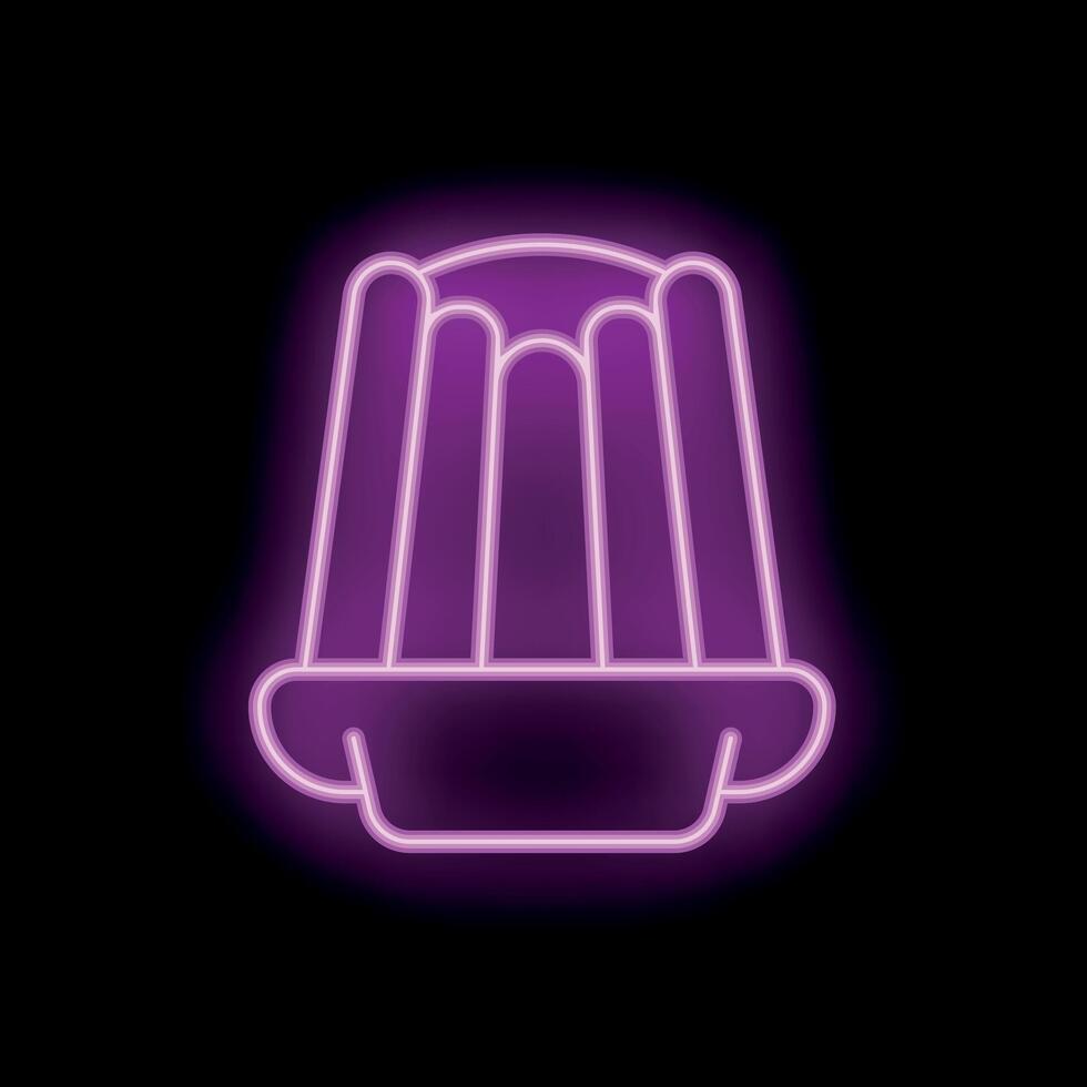 Neon icon of pudding in bowl glowing on black background vector