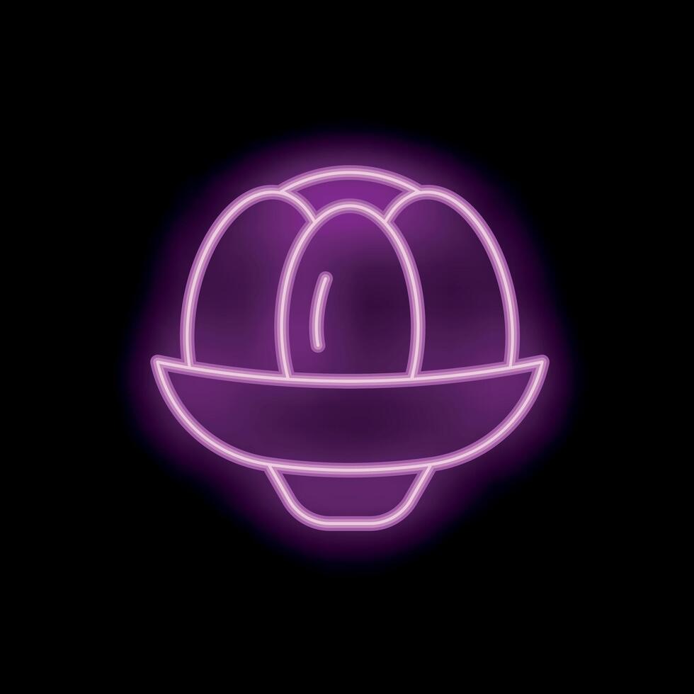 Neon sign of ufo spaceship glowing in dark background vector