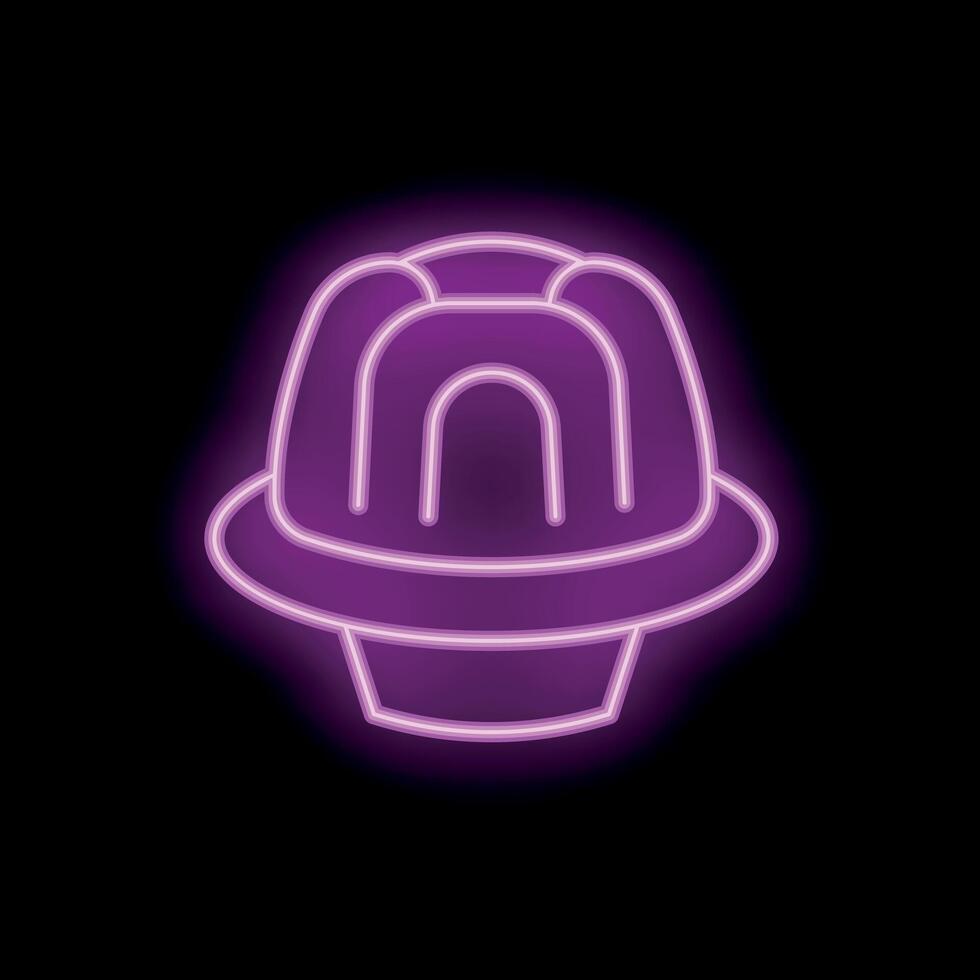 Bright pink neon sign showing a pudding in illustration style vector