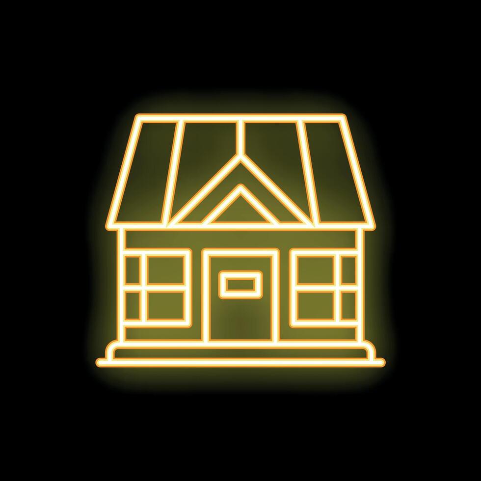 Glowing neon sign depicting a quaint cottage house vector