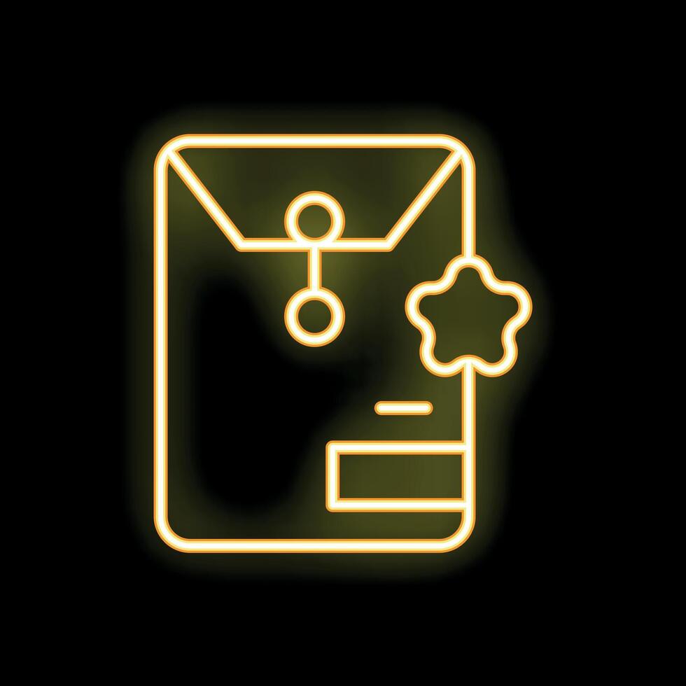 Neon yellow envelope with star icon glowing on dark background vector
