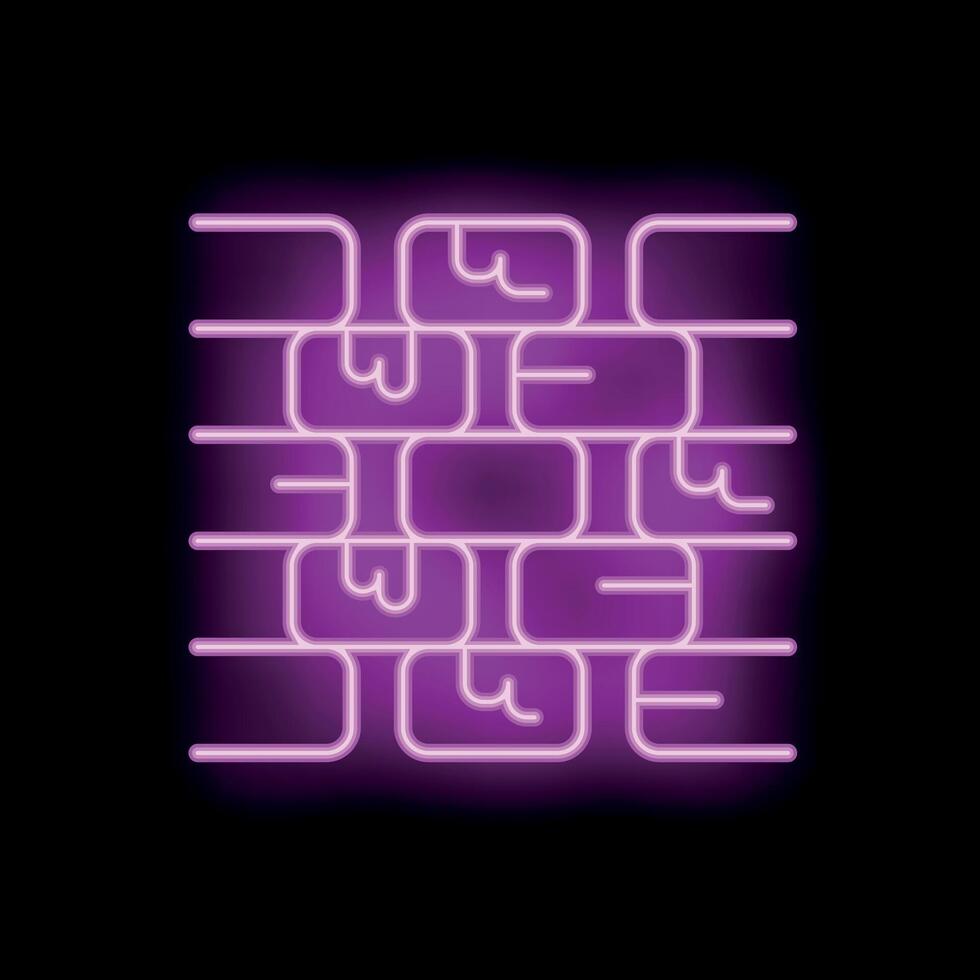 Neon brick wall shining on a black background vector