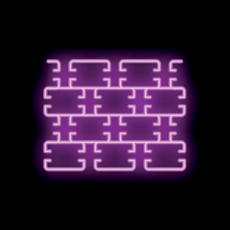 Neon sign depicting a brick wall on a black background vector