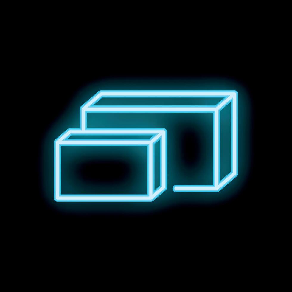 Neon blue cubes glowing on black background vector