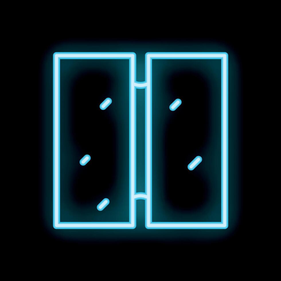 Neon icon of double door glowing on black background vector