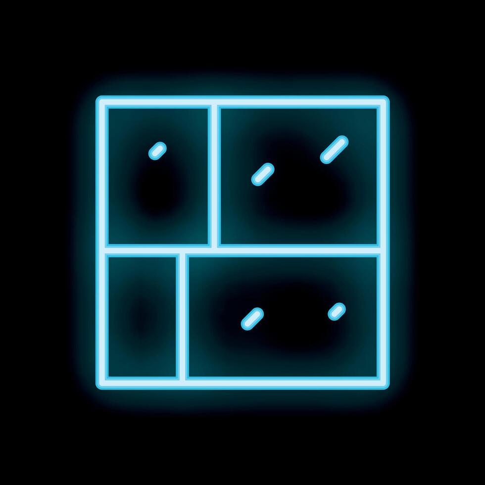Blue neon style windows glowing on a black background vector