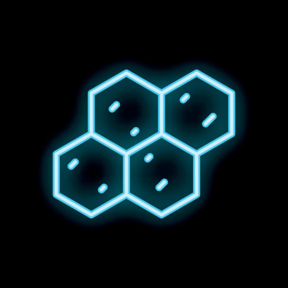 Neon blue honeycomb glowing on black background vector