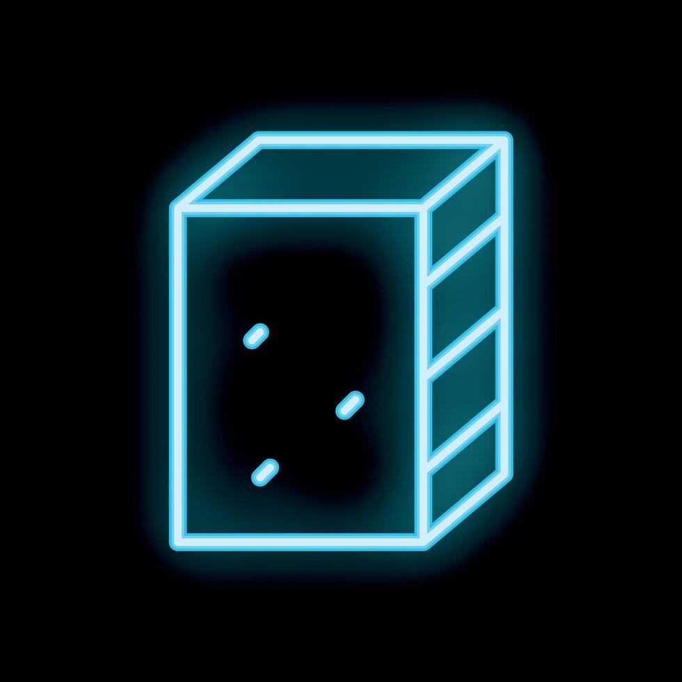 Neon style glowing icon representing a brick wall vector