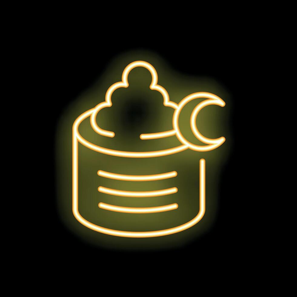 Glowing neon icon of iftar food representing ramadan tradition vector