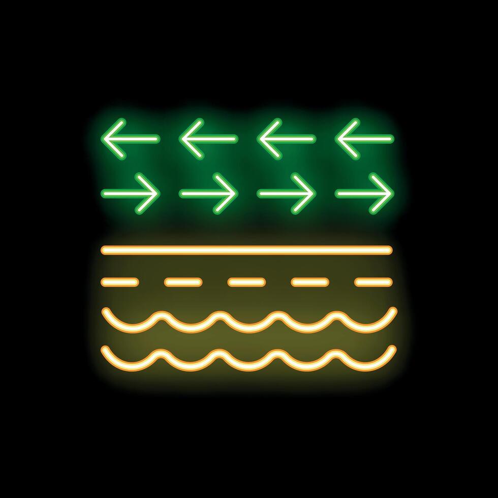 Neon icon of water cycle showing evaporation condensation precipitation vector