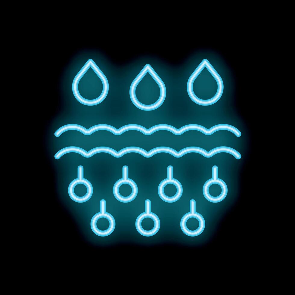 Neon water cycle icon depicting evaporation, condensation, and precipitation vector
