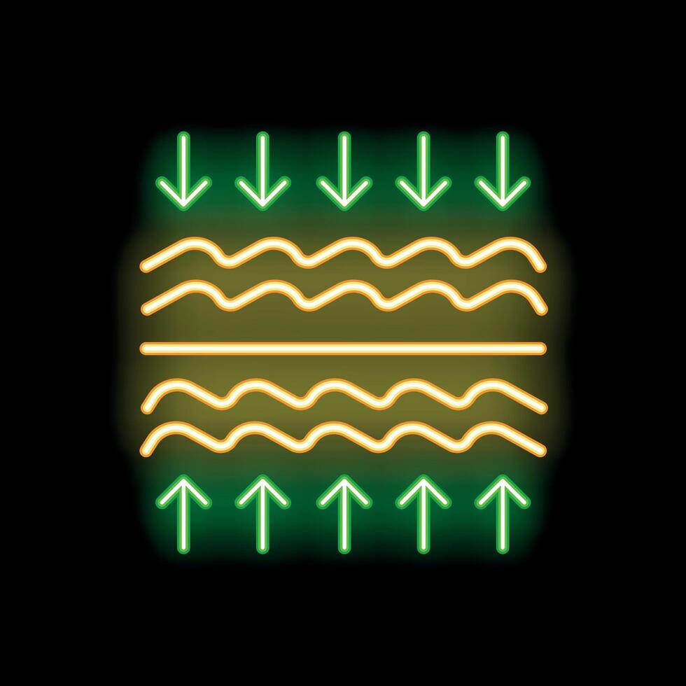 Neon glowing ground with arrows showing compressing force physics scheme vector