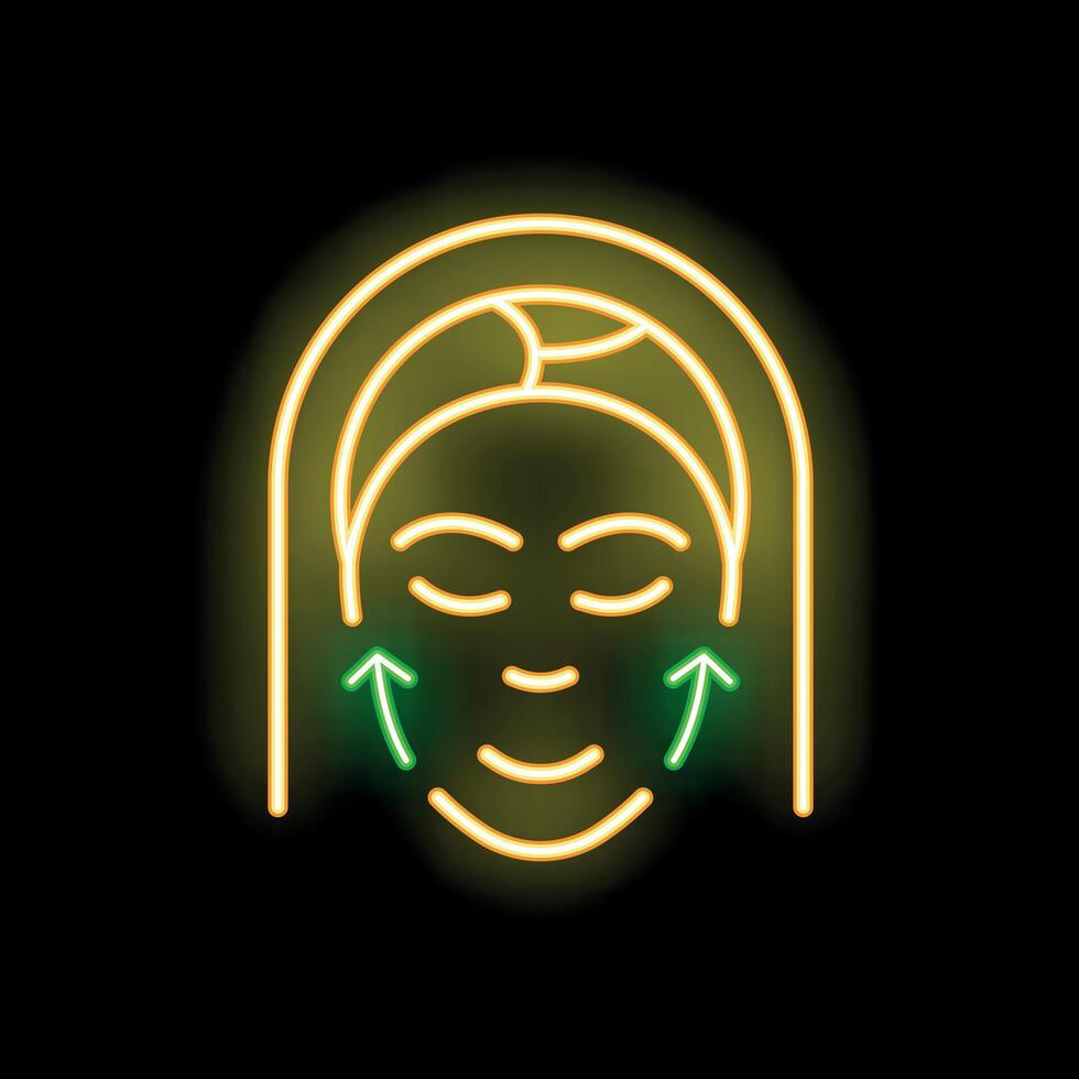 Neon sign representing a face lifting treatment vector