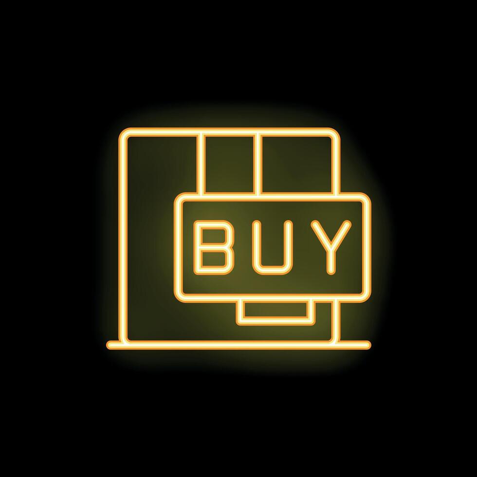 Neon sign displaying buy button for online shopping vector