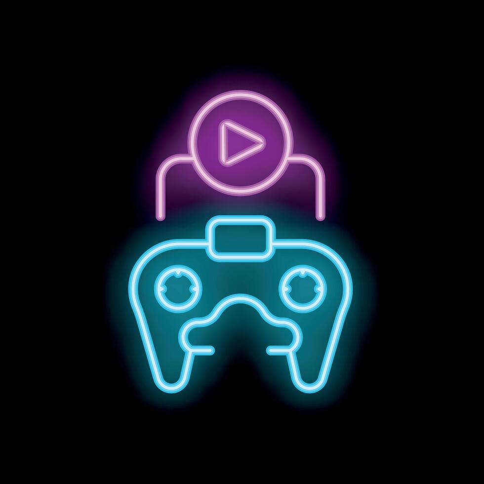 Neon game controller streaming live gameplay vector