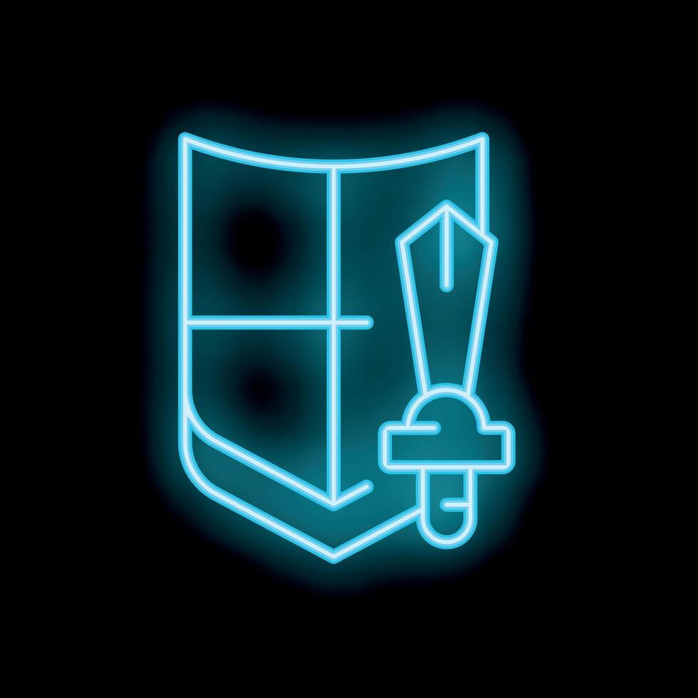 Neon shield and pen representing copyright protection vector