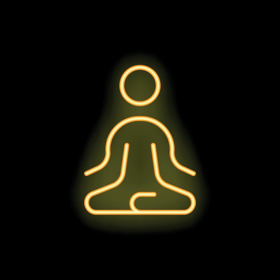 Neon sign of a person meditating in lotus position vector