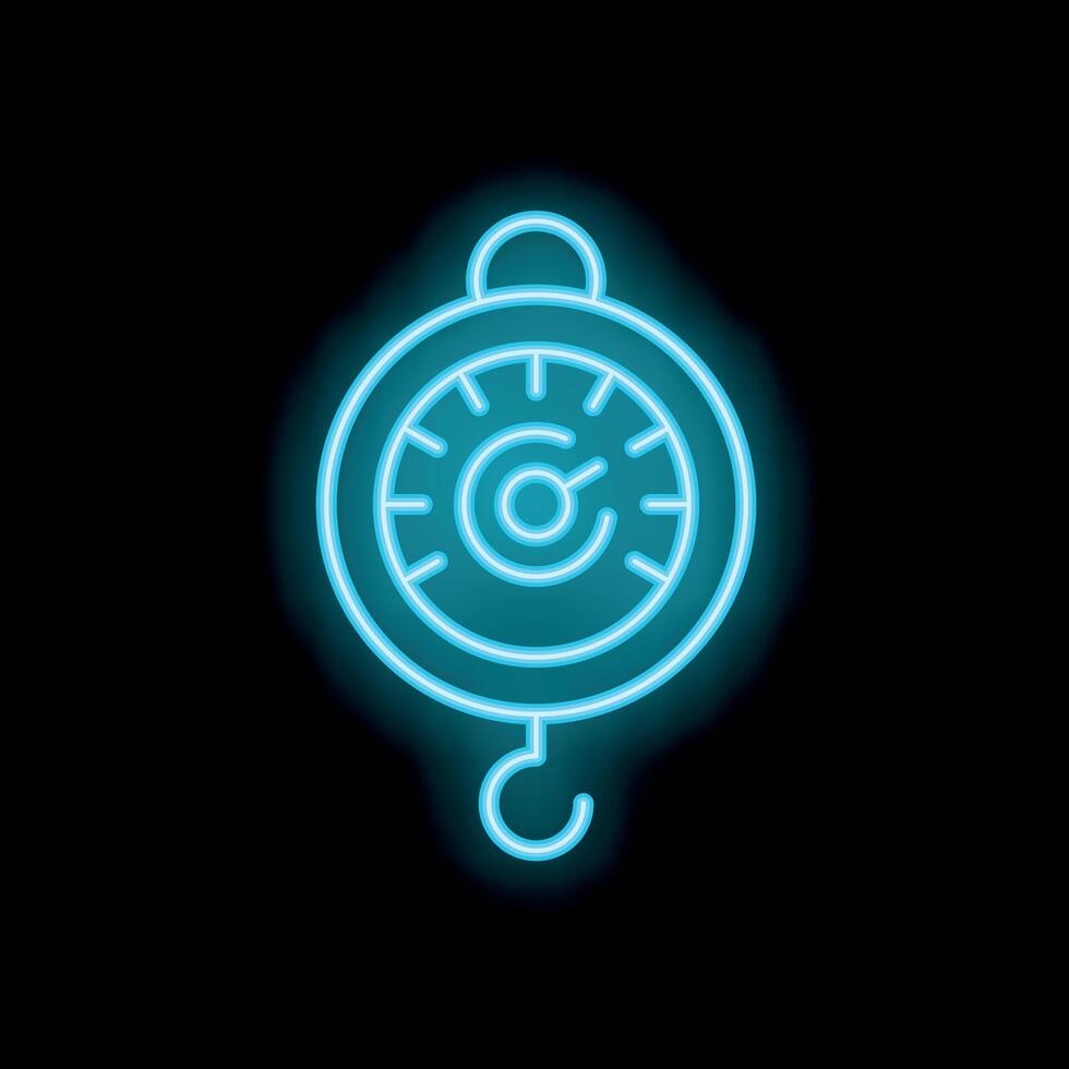 Neon steelyard icon glowing on dark background vector
