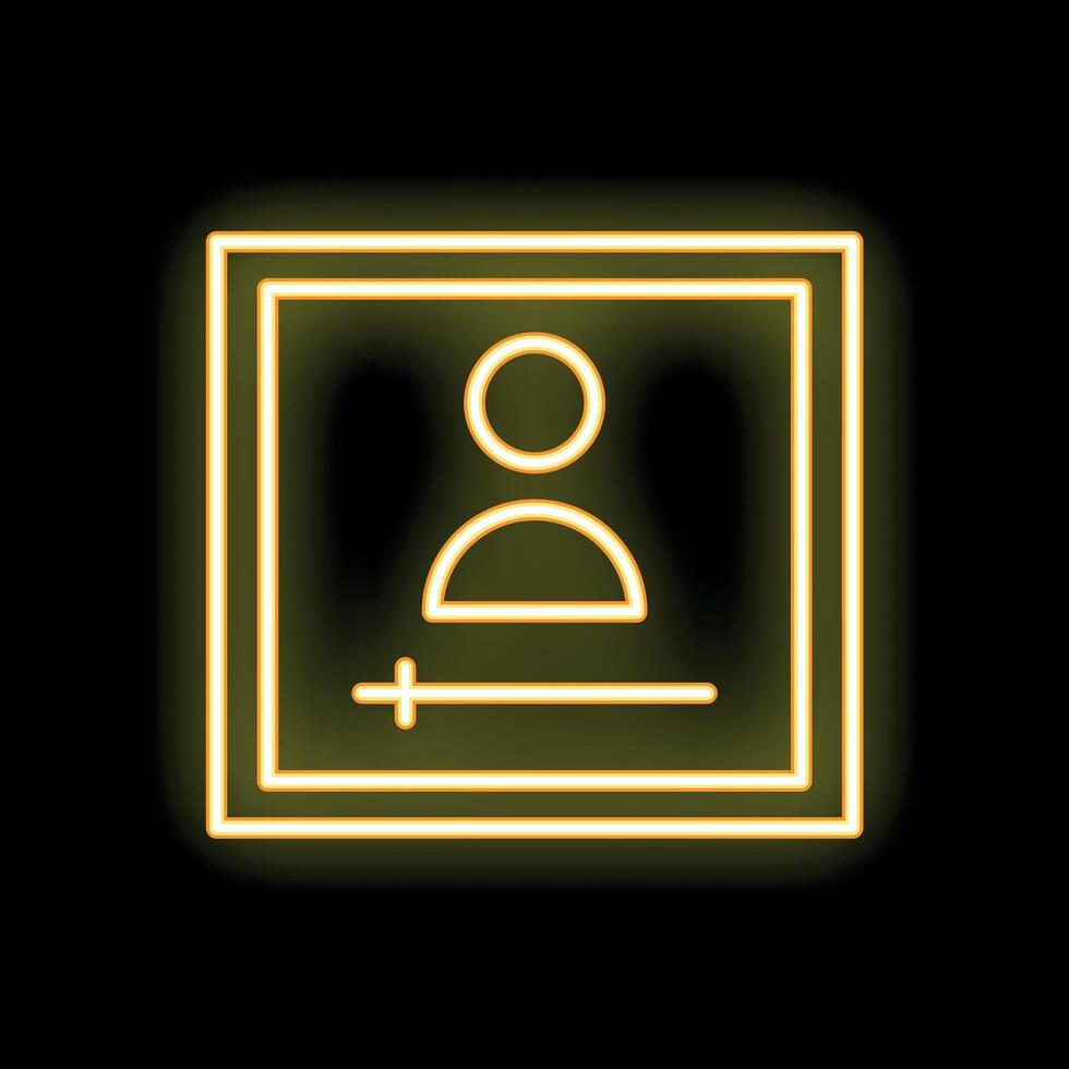 Neon yellow add profile icon on black background vector