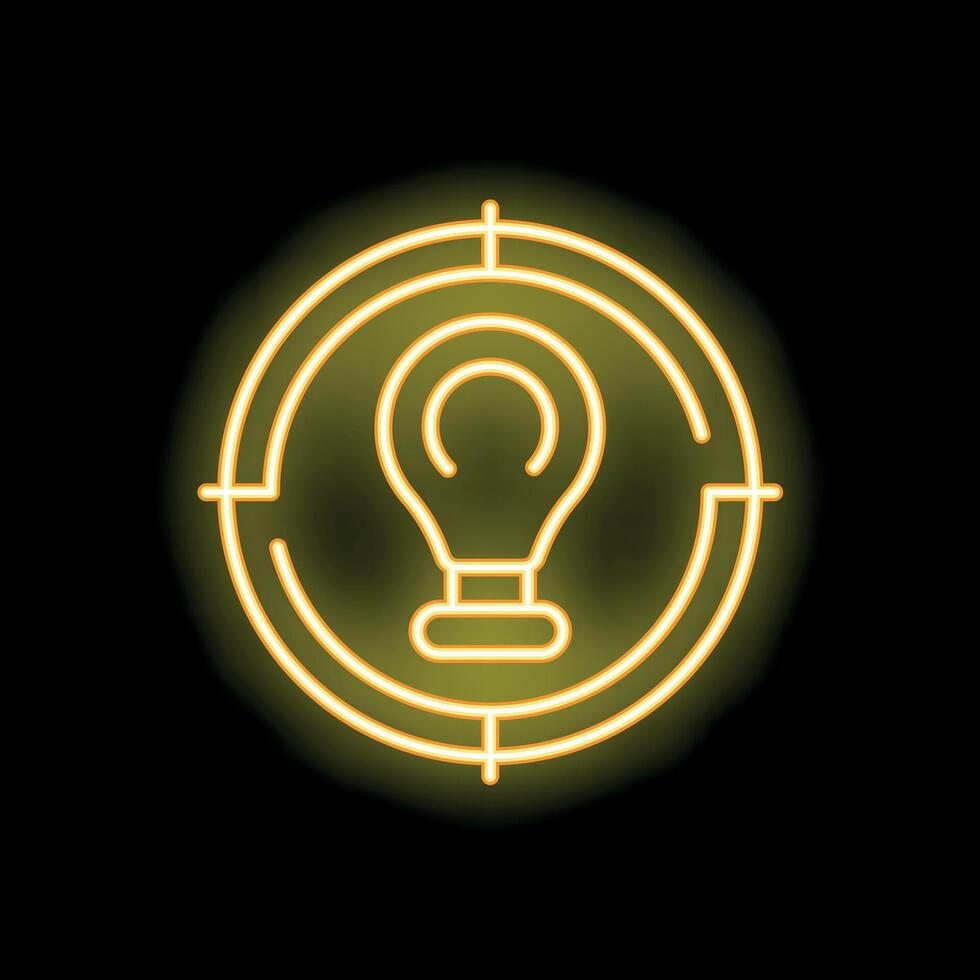 Neon sign representing focusing on new idea on black background vector