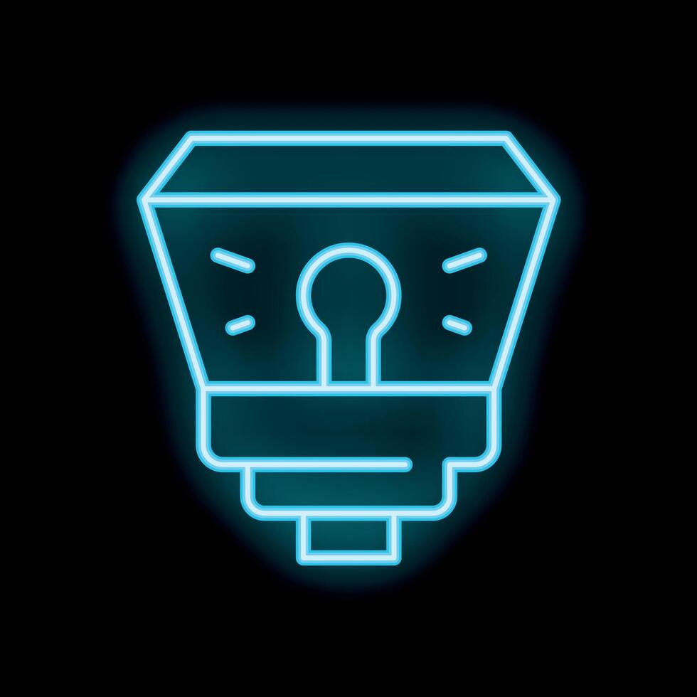 Neon icon of a studio light emitting a powerful flash of light vector