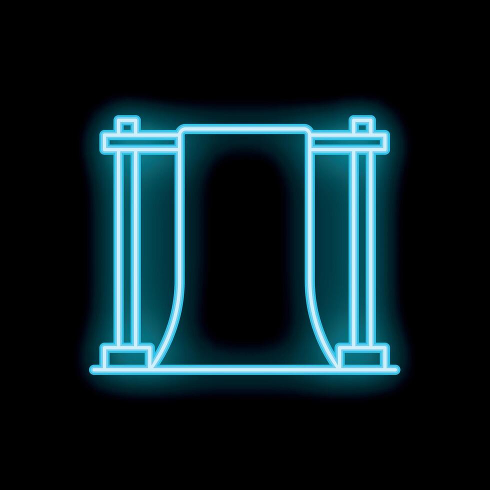 Neon blue cloth on crossbar icon on black background vector