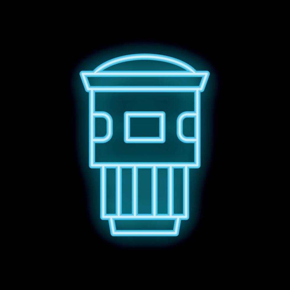 Neon sign representing a building with columns on a black background vector