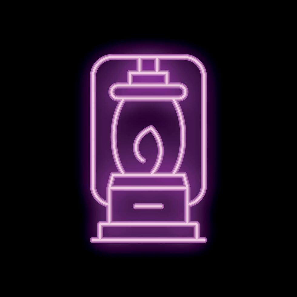 Bright neon sign depicting a kerosene lantern burning brightly vector
