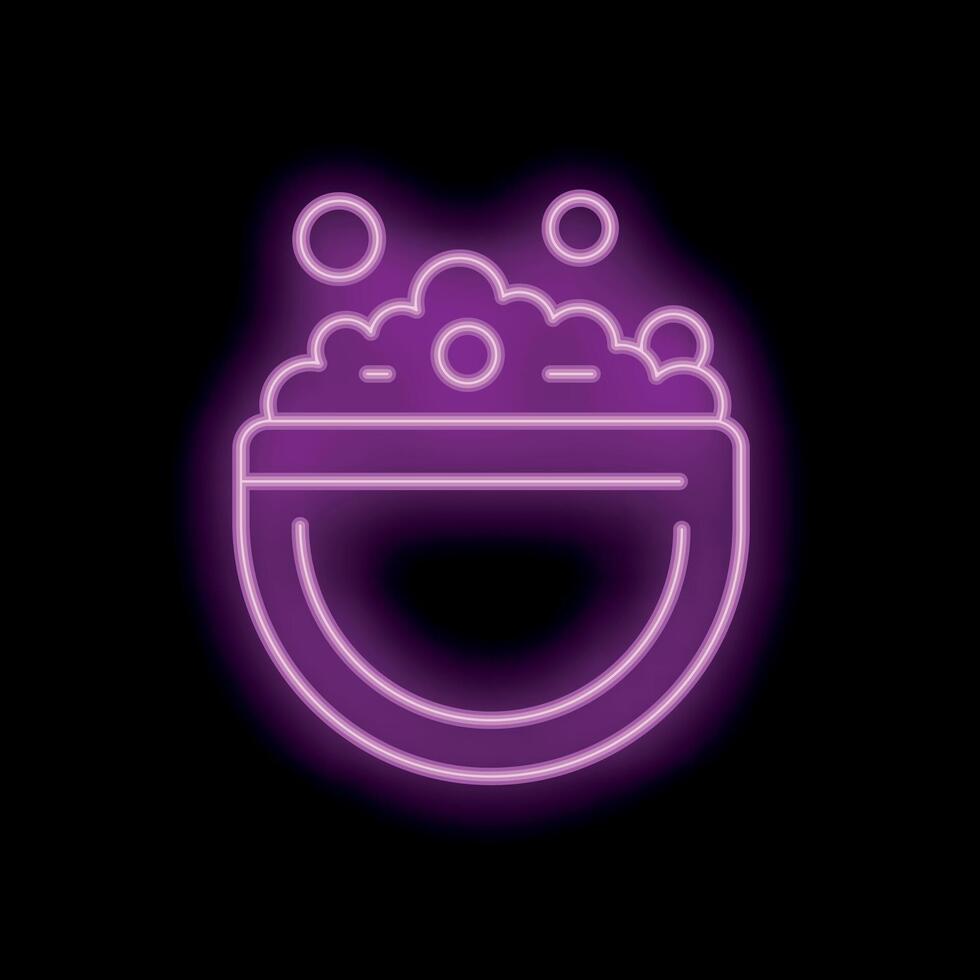 Neon sign of basin full of water and soap suds for launderette vector