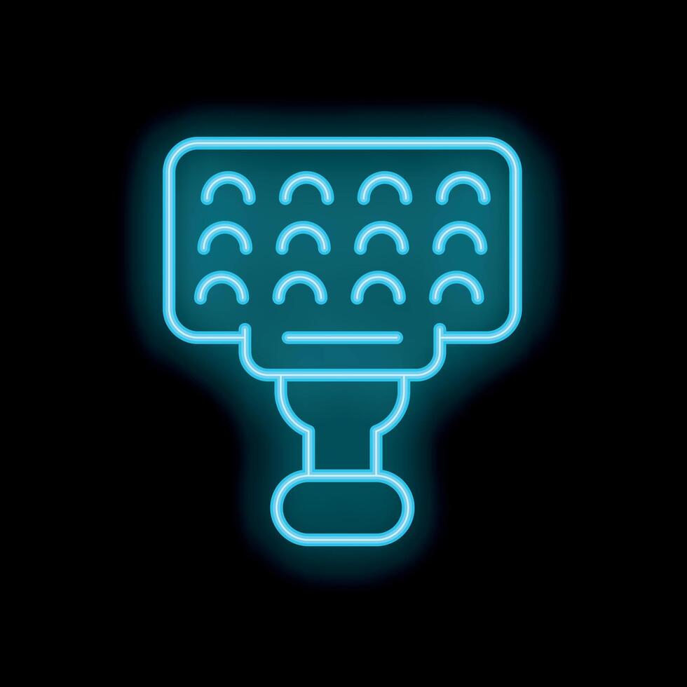 Blue neon icon of stadium lights shining bright in the night vector