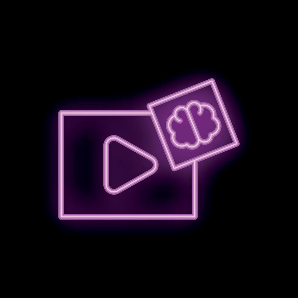 Neon icon of player combining with a human brain vector