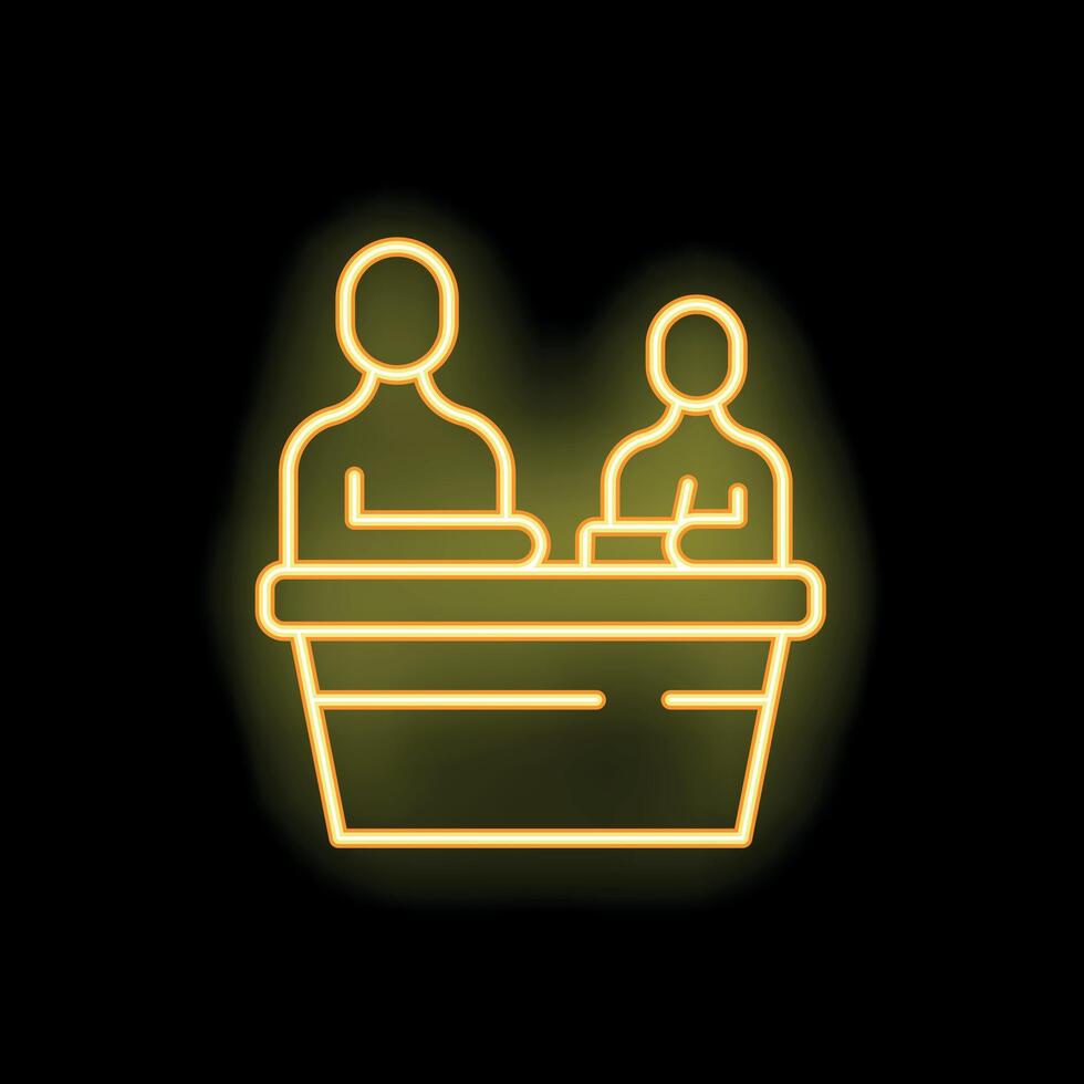 Neon sign of two politicians debating at a podium vector