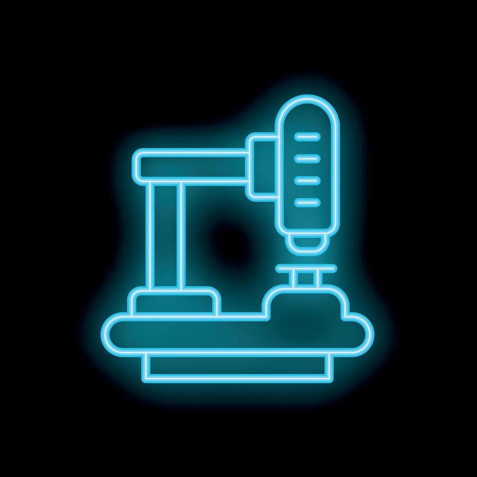 Neon icon of drilling machine for construction and manufacturing vector