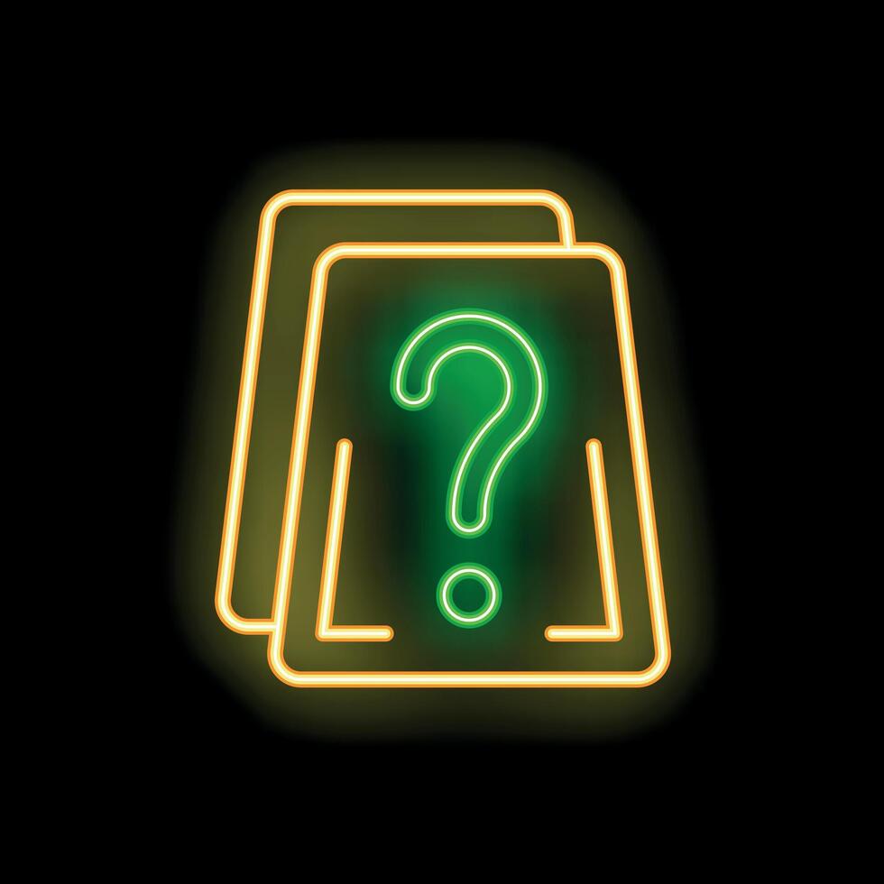 Neon question mark glowing on black background vector