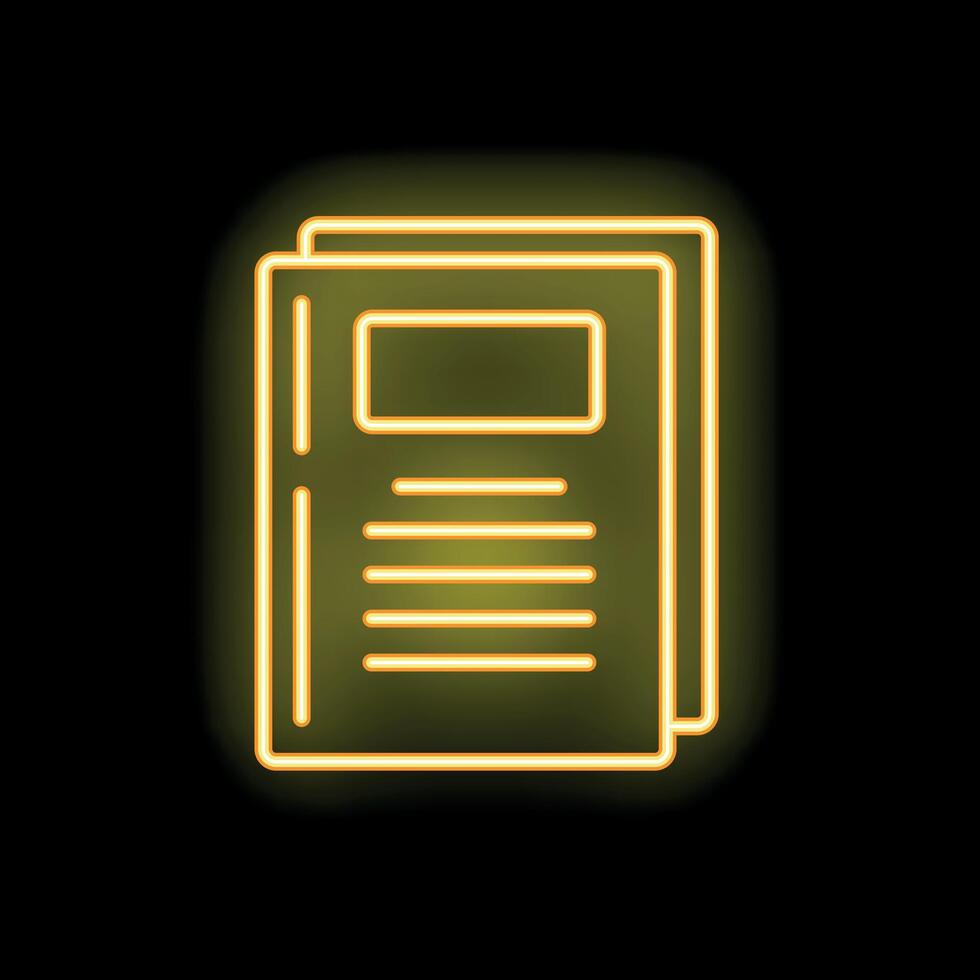 Neon sign of documents for business or education vector