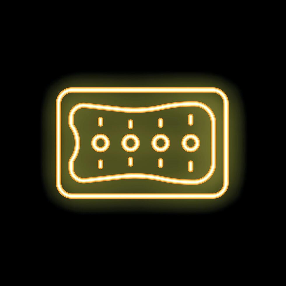 Yellow neon sign icon of jacuzzi spa bath with bubbles on black background vector