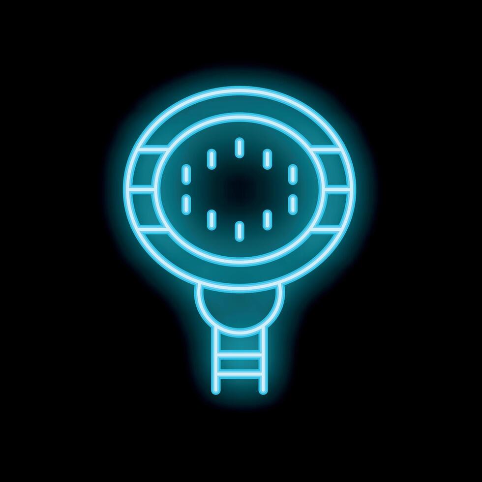 Blue neon sign of a swimming pool on black background vector
