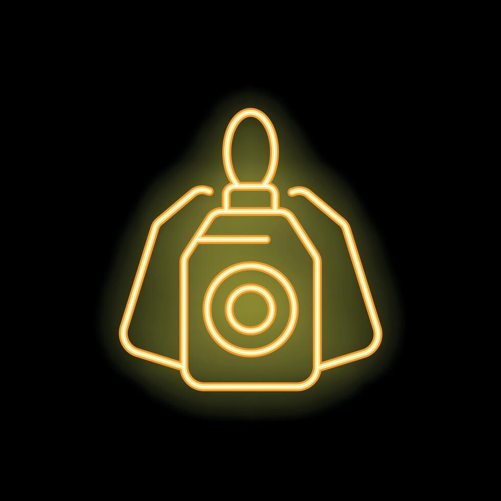 Neon sign of hands holding a bottle of perfume or cologne vector