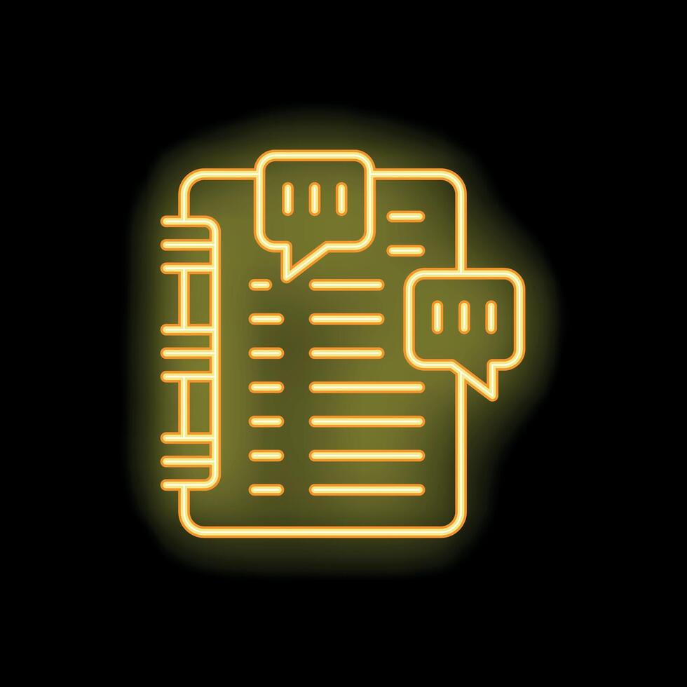 Neon notebook representing online communication and social media vector