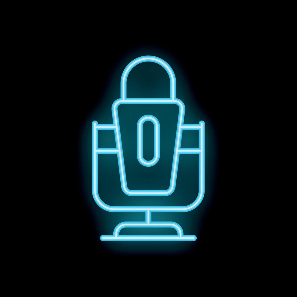 Neon icon of a microphone glowing on black background vector