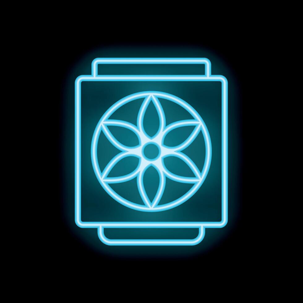 Glowing neon line air conditioner icon isolated on black background vector