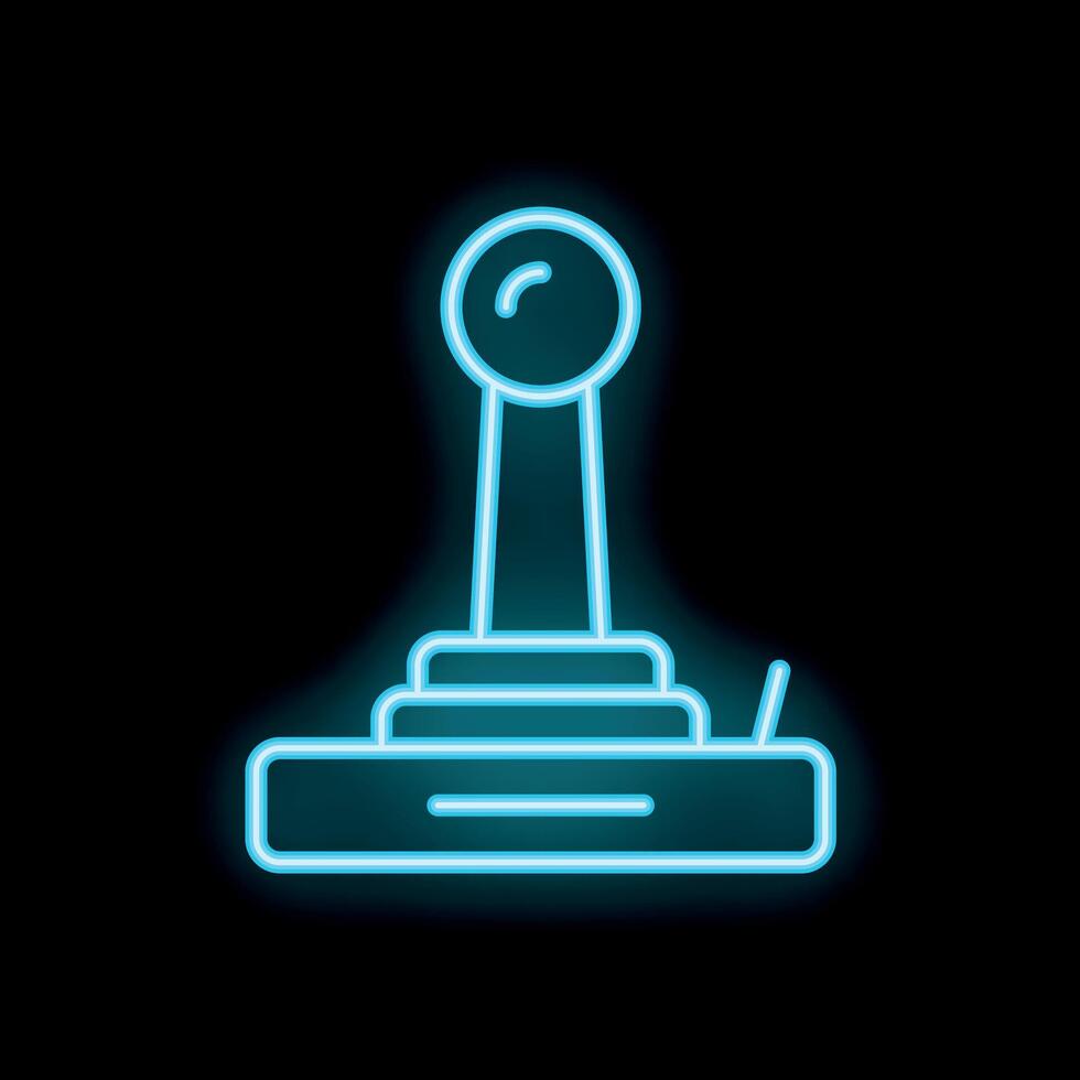 Neon icon of a joystick glowing on black background vector