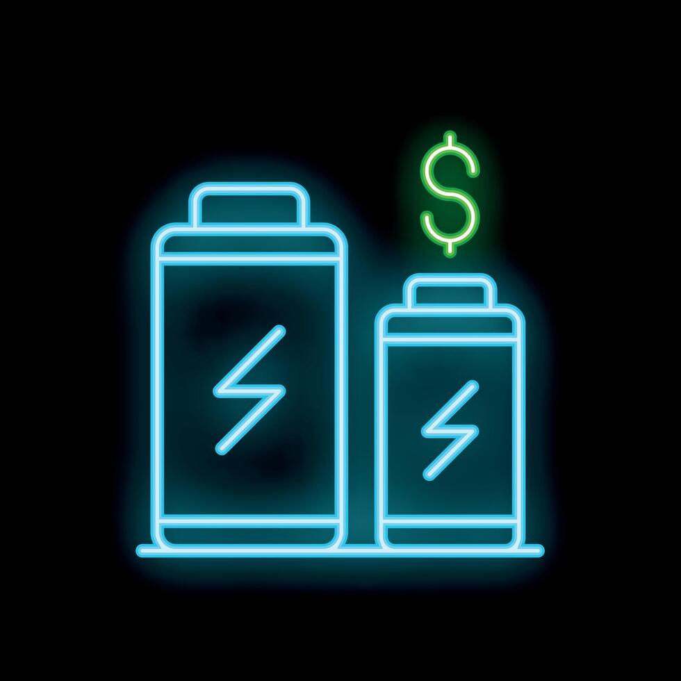 Neon sign representing the concept of expensive electricity bills vector